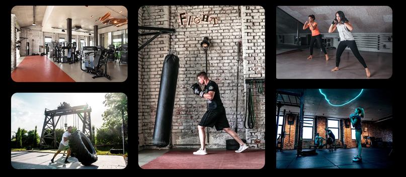 Foto Collage mit Bildern aus dem Fitness- und Therapiestudio Sportssupport.